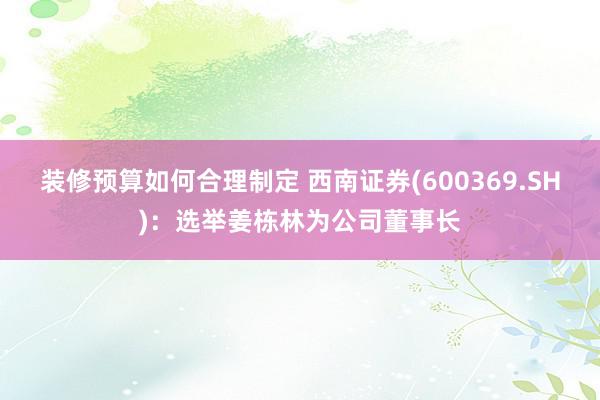 装修预算如何合理制定 西南证券(600369.SH)：选举姜栋林为公司董事长