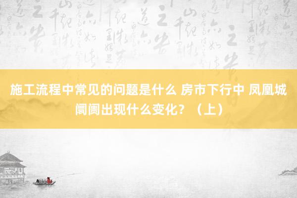 施工流程中常见的问题是什么 房市下行中 凤凰城阛阓出现什么变化？（上）