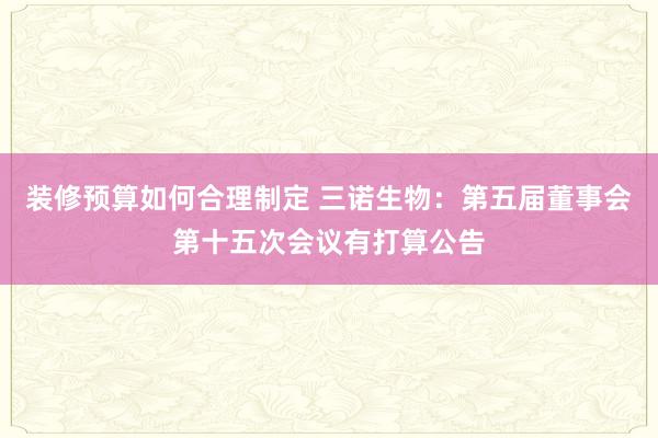 装修预算如何合理制定 三诺生物：第五届董事会第十五次会议有打算公告