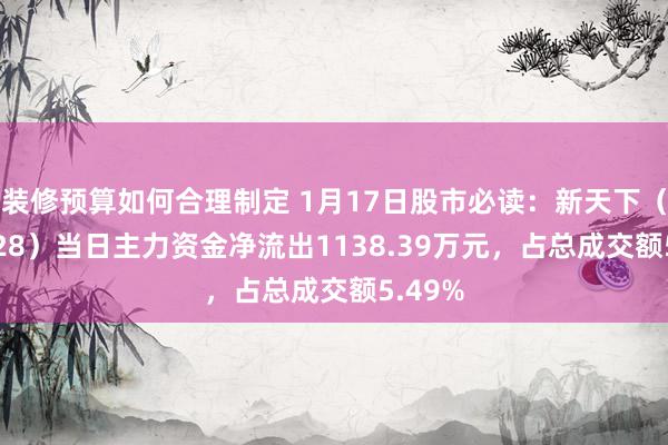 装修预算如何合理制定 1月17日股市必读：新天下（600628）当日主力资金净流出1138.39万元，占总成交额5.49%