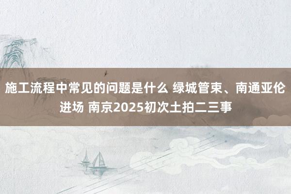 施工流程中常见的问题是什么 绿城管束、南通亚伦进场 南京2025初次土拍二三事