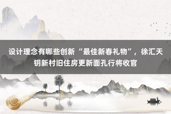 设计理念有哪些创新 “最佳新春礼物”，徐汇天钥新村旧住房更新面孔行将收官