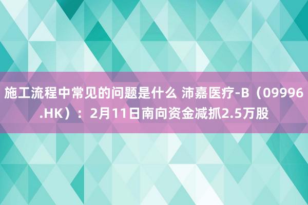 施工流程中常见的问题是什么 沛嘉医疗-B（09996.HK）：2月11日南向资金减抓2.5万股