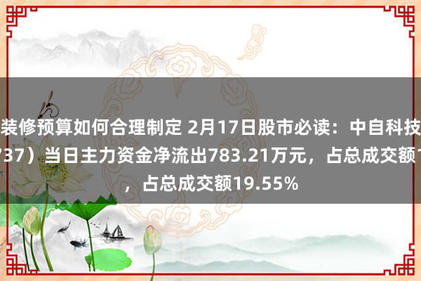 装修预算如何合理制定 2月17日股市必读：中自科技（688737）当日主力资金净流出783.21万元，占总成交额19.55%