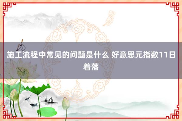 施工流程中常见的问题是什么 好意思元指数11日着落