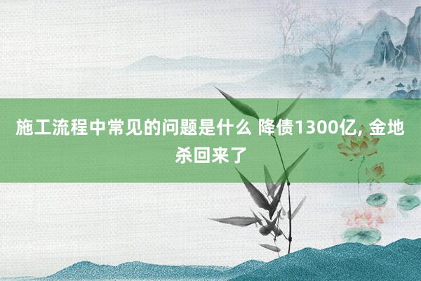 施工流程中常见的问题是什么 降债1300亿, 金地杀回来了